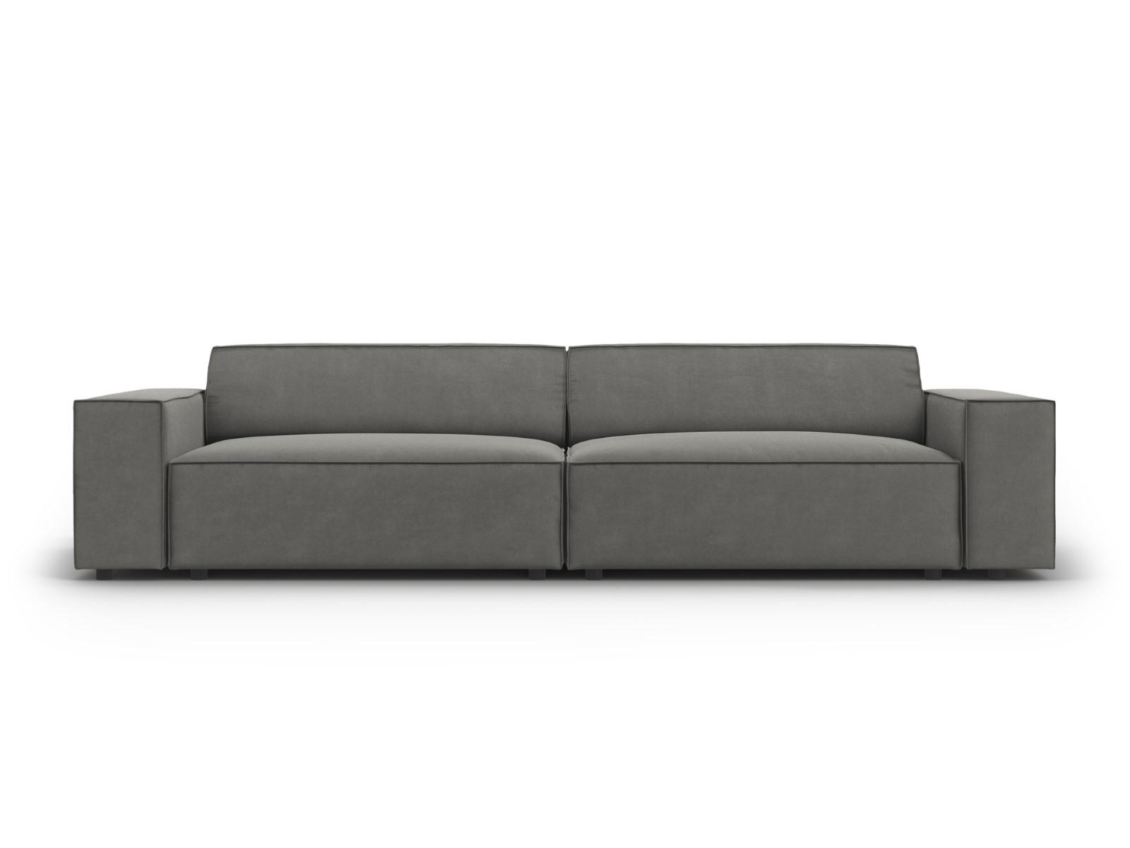SOFA Jodie aus Samt hellgrau 3 Sitzplätze - Hellgrau, Textil (102/70/204cm) - Micadoni