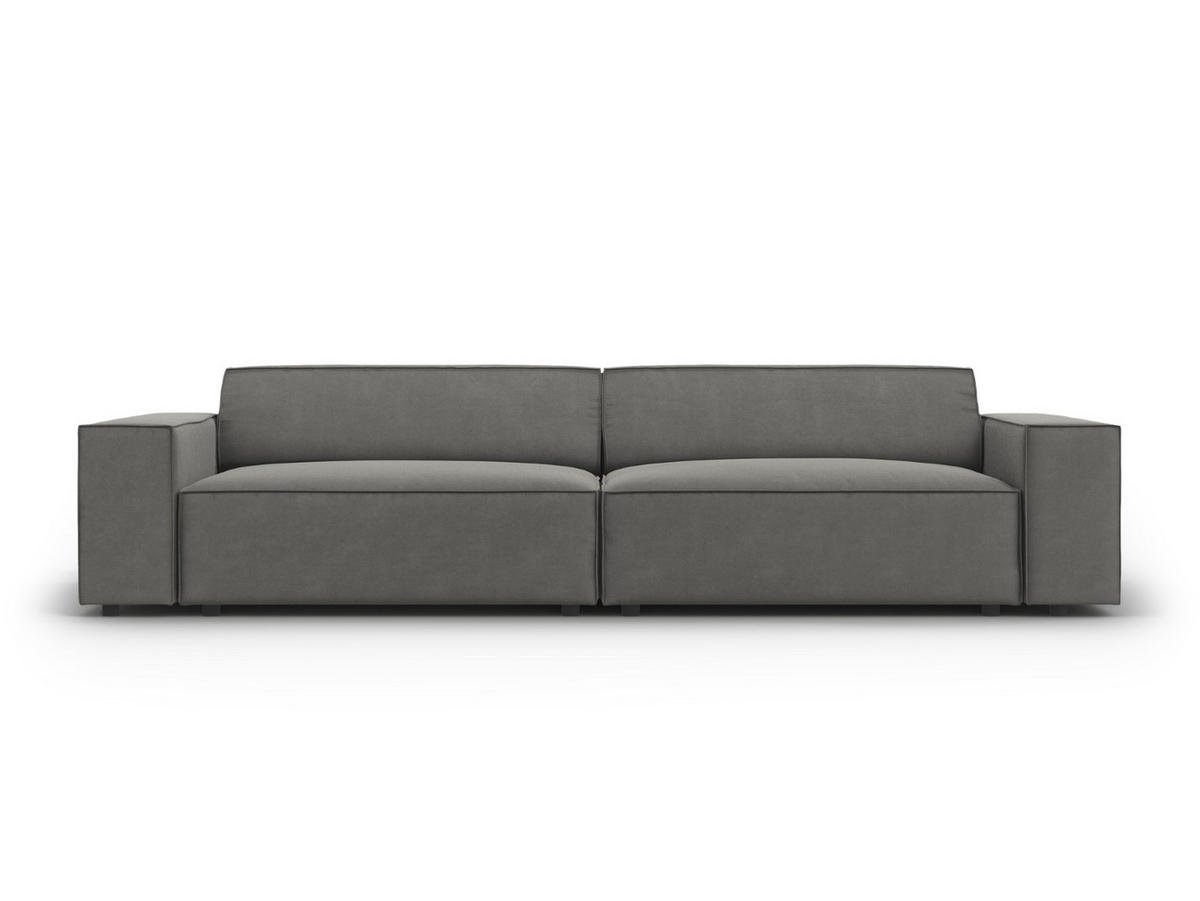 SOFA Jodie aus Samt hellgrau 4 Sitzplätze - Hellgrau, Textil (244/70/102cm) - Micadoni