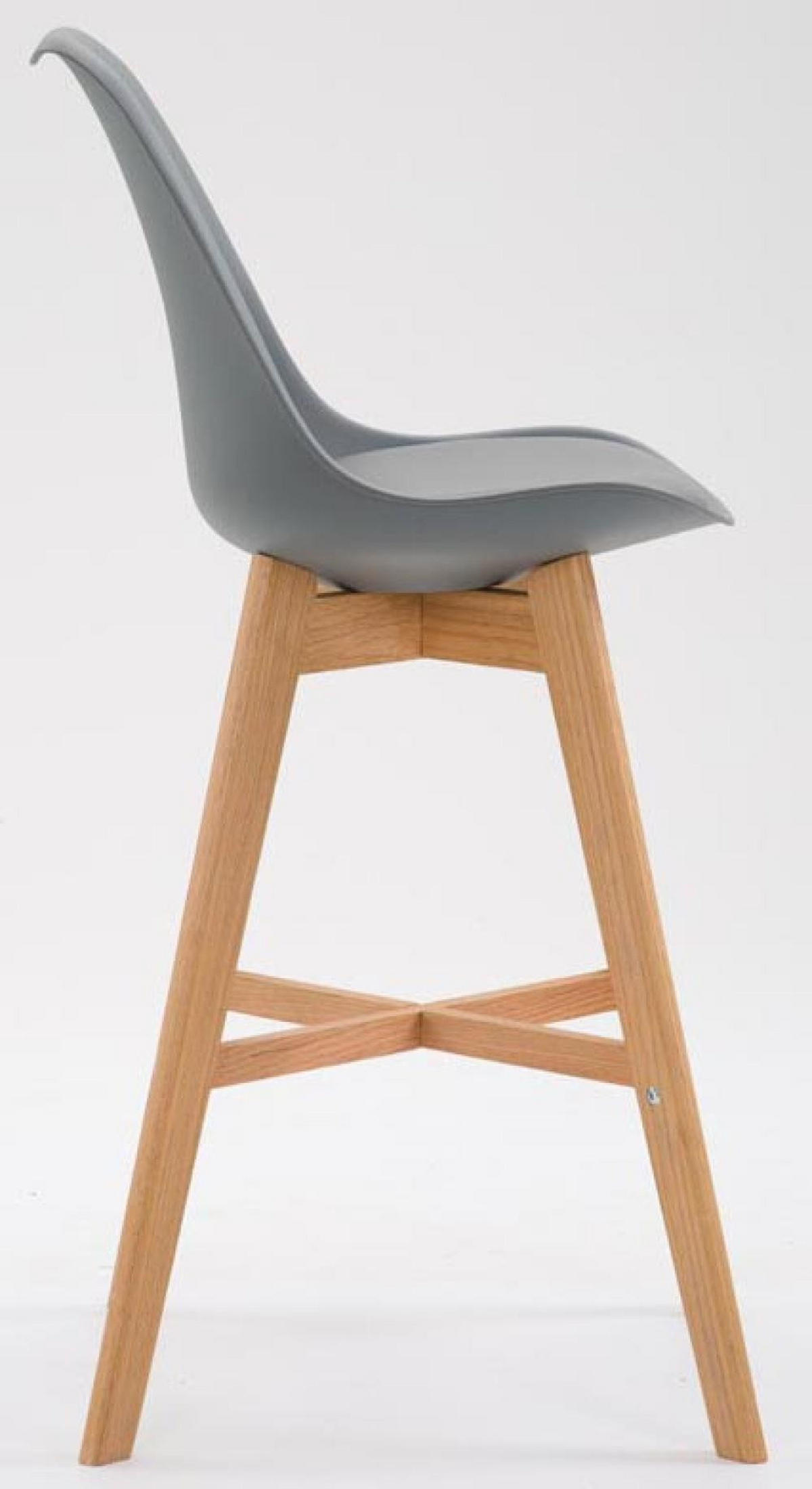 BARHOCKER 2er Set Kunststoff grau - Eukalyptusholzfarben/Grau, Holz/Kunststoff (48/112/56cm) - CLP