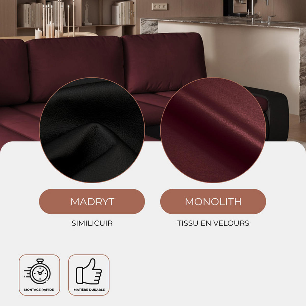 ECKSOFA VELANO mit Schlaffunktion und Bettkasten Schwarz/Rot - Rot, Holzwerkstoff/Kunststoff (250/90cm) - Idohome