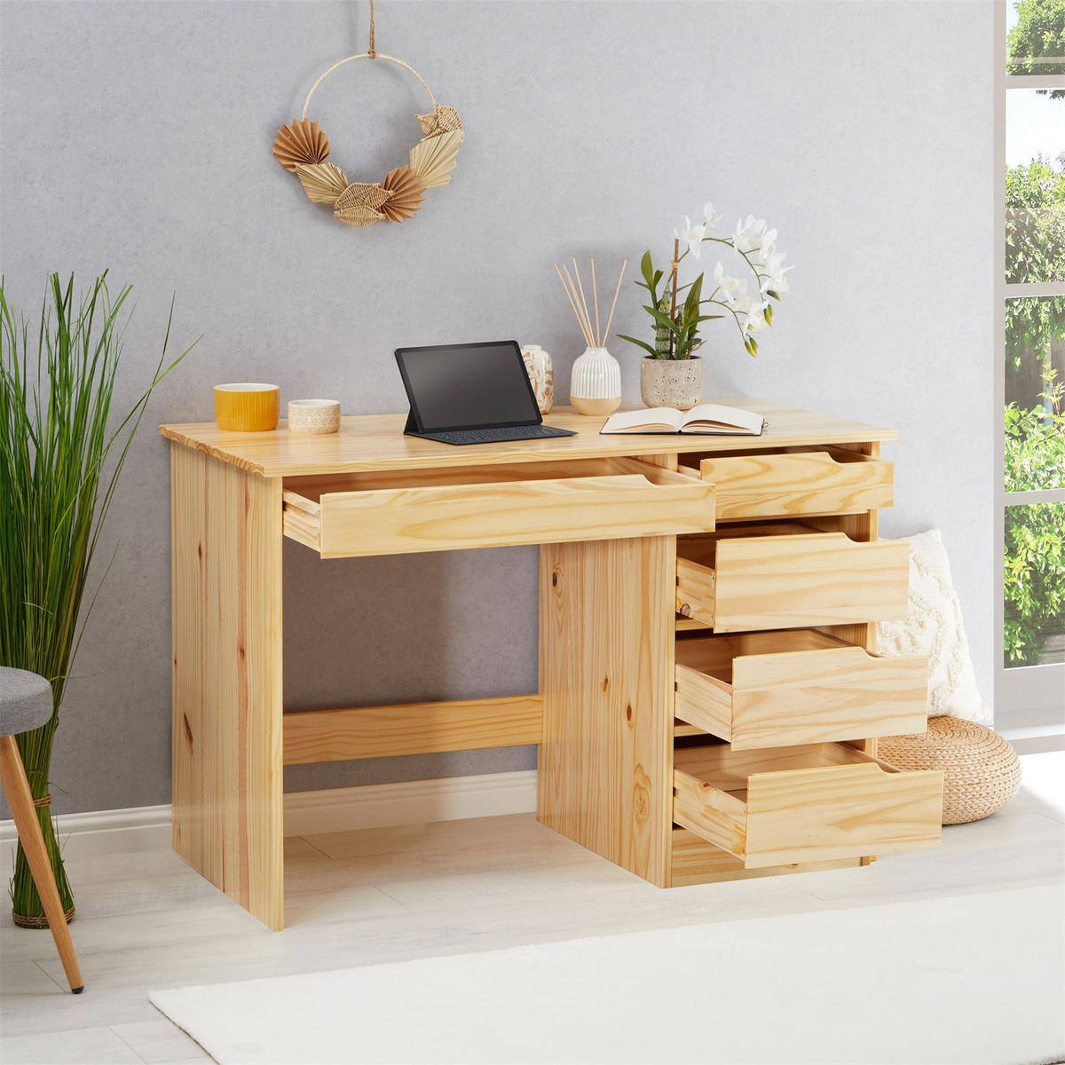 SCHREIBTISCH HUGO - Naturfarben, Holz (54/114/76cm) - IDIMEX