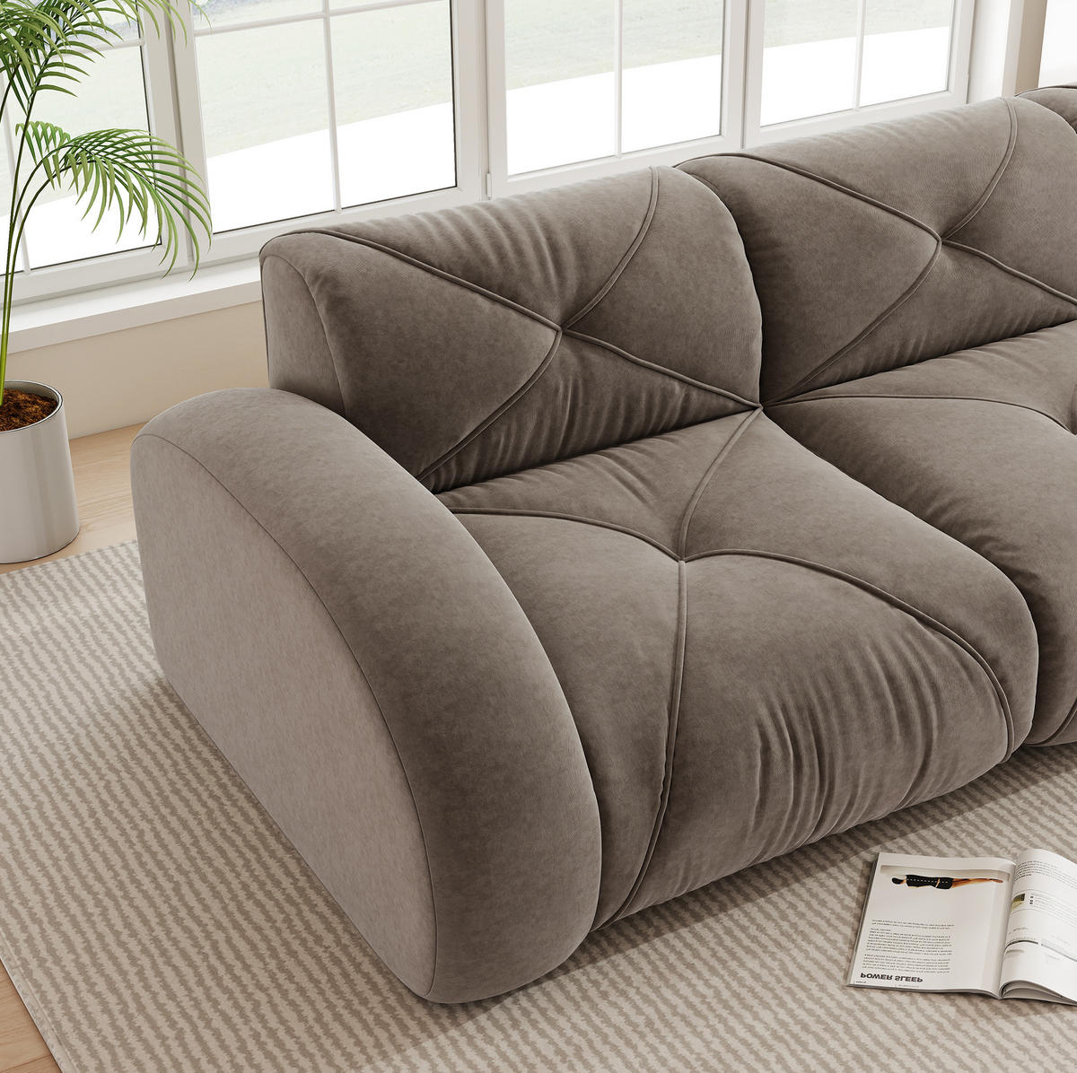 MODULOVÁ pohovka 2místná taupe z chenille bez rámu s 32D pěnou - hnědá, textil (95/76/204cm) - OKWISH