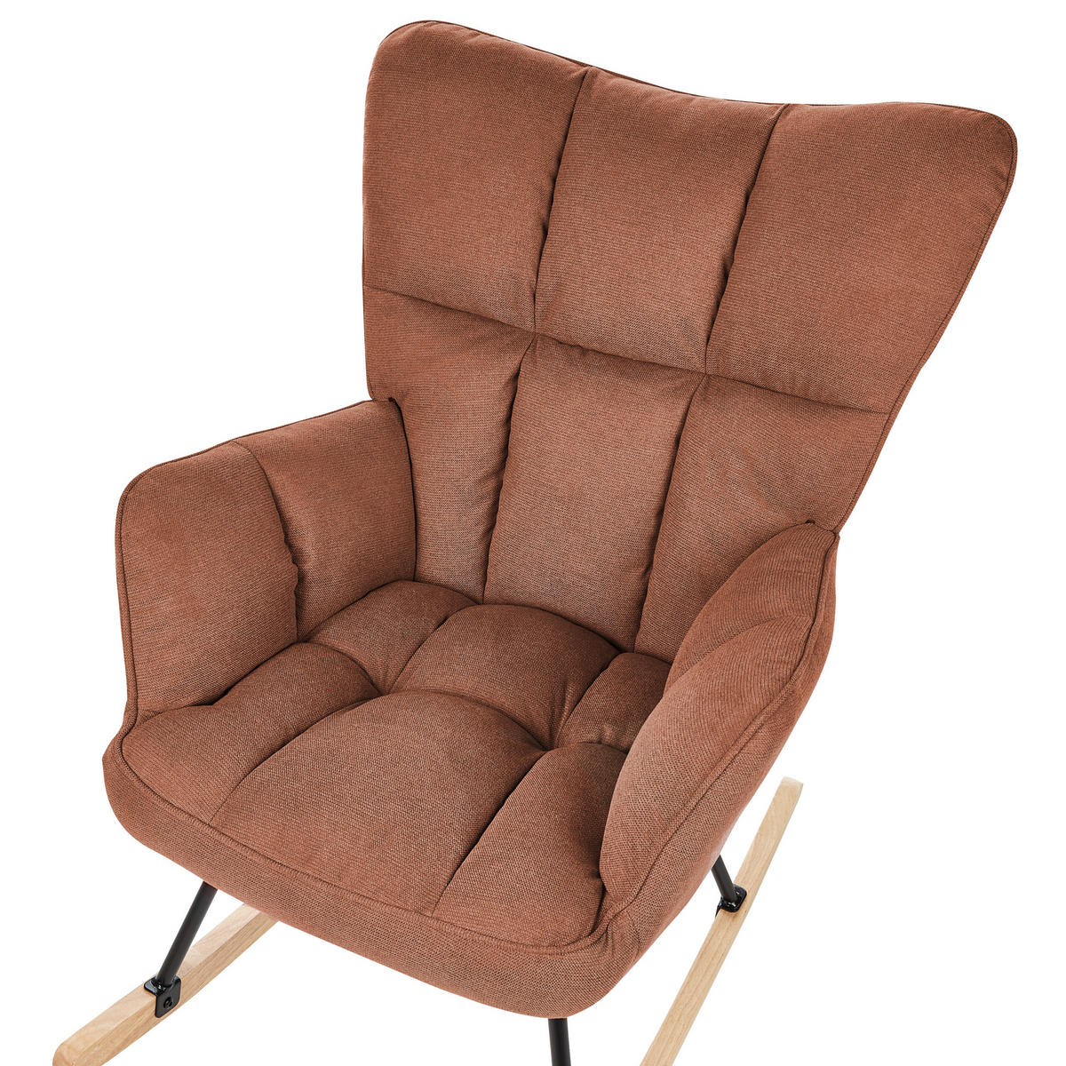 SCHAUKELSESSEL Braun Oulu - Hellbraun/Schwarz, Textil (71/104/83cm) - Beliani