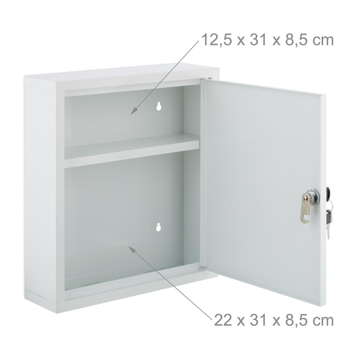 MEDIZINSCHRANK - Weiß, Metall (31.5/36/10cm) - Relaxdays