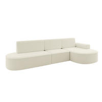 ECKSOFA mit Schlaffunktion Ottomane RECHTS MARI L2-S 368X167X85 Beige Bouclé - Beige/Schwarz, Holzwerkstoff/Kunststoff (167/368cm) - ALTDECOR