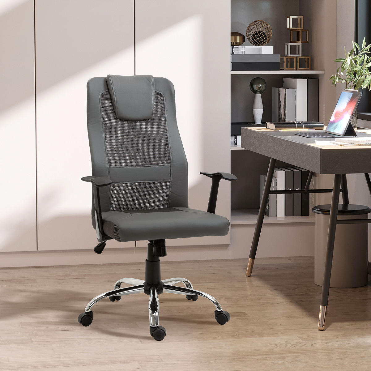 BÜROSTUHL, Drehstuhl, Grau - Grau, Textil (73/118/66cm) - Vinsetto