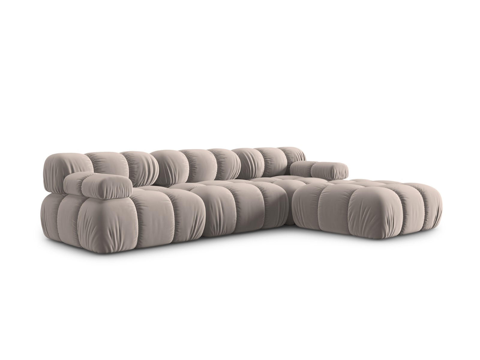 MODULARES-SOFA Bellis aus Samt beige 4 Sitzplätze - Beige, Textil (188/63/282cm) - Micadoni