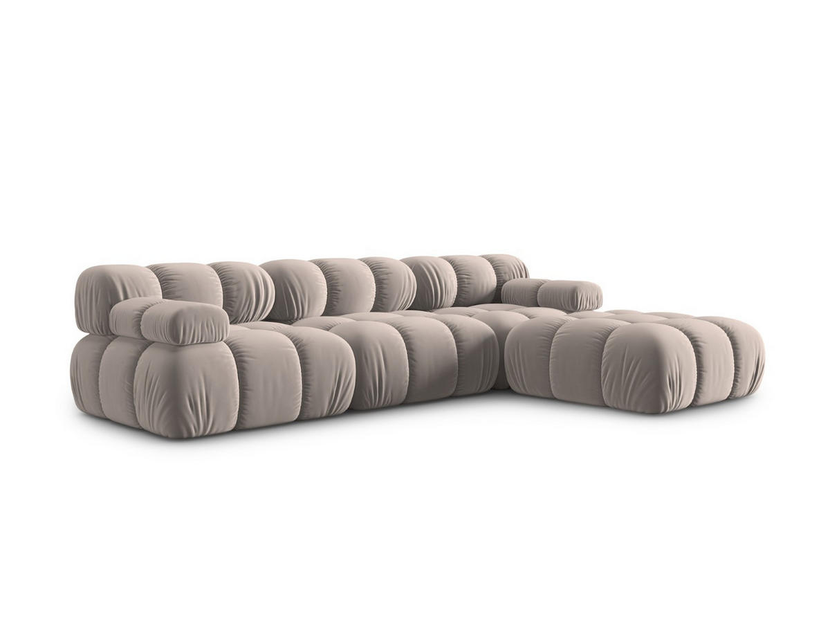 MODULARES-SOFA Bellis aus Samt beige 4 Sitzplätze - Beige, Textil (188/63/282cm) - Micadoni