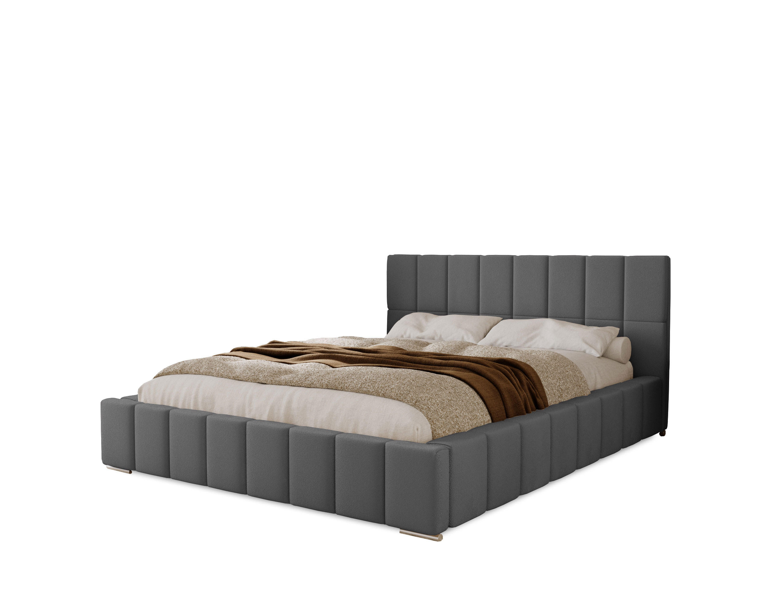 POLSTERBETT Alma 200x200 cm, Doppelbett mit Bettkasten und Lattenrost aus Holz, Velourstoff: Dunkelgrau - Dunkelgrau, Holz/Kunststoff (200/200cm) - Marpur
