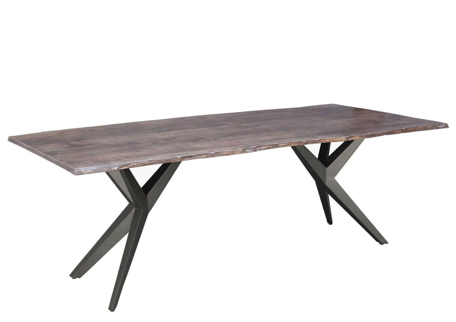BAUMTISCH Akazie 140x90x76 grau lackiert Beine anthrazit glänzend FREEFORM 4 #18 - Grau, Holz (90/140/76cm) - Massivmoebel24