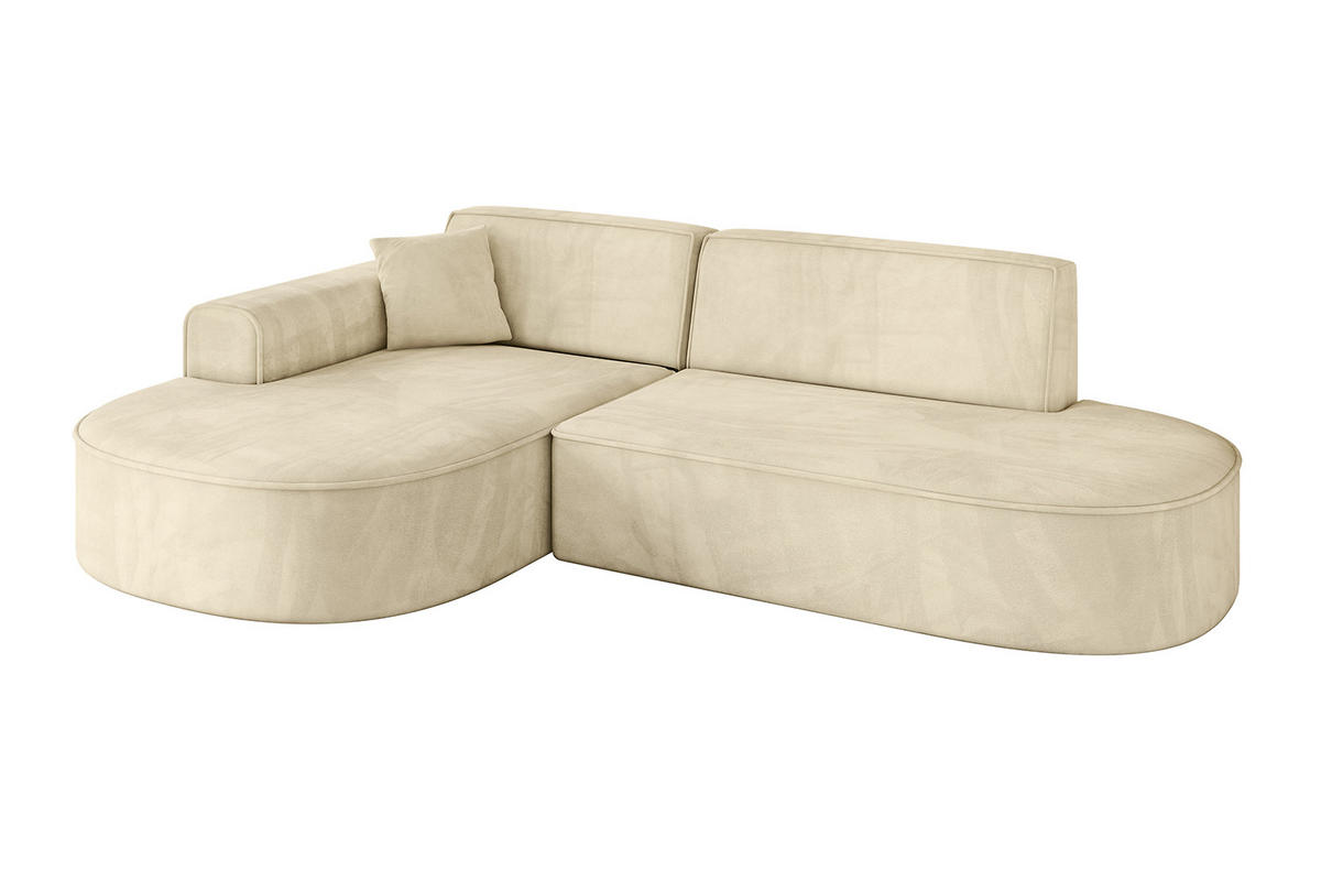 ECKSOFA Ottomane Links MARI-L1 - 243x171x79 cm Beige Velours - Beige/Schwarz, Holzwerkstoff/Kunststoff (243/171cm) - ALTDECOR