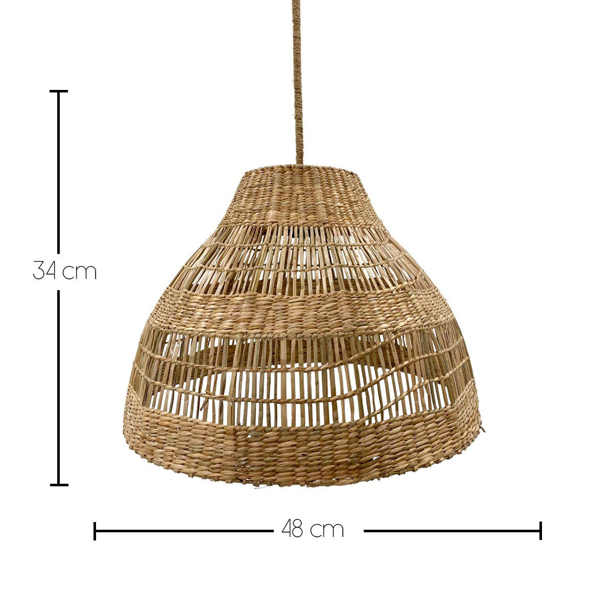 MERIDA Solar-Pendelleuchte, 34 cm hoch, 5 m - Beige, Naturmaterialien (48/48/33cm) - Lumisky