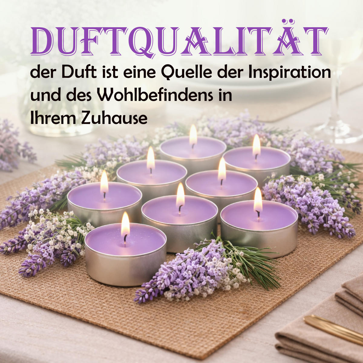 TEELICHT mit Duft - Flieder - 54er Pack - Flieder, Naturmaterialien (4/1.5/4cm) - HS Candle