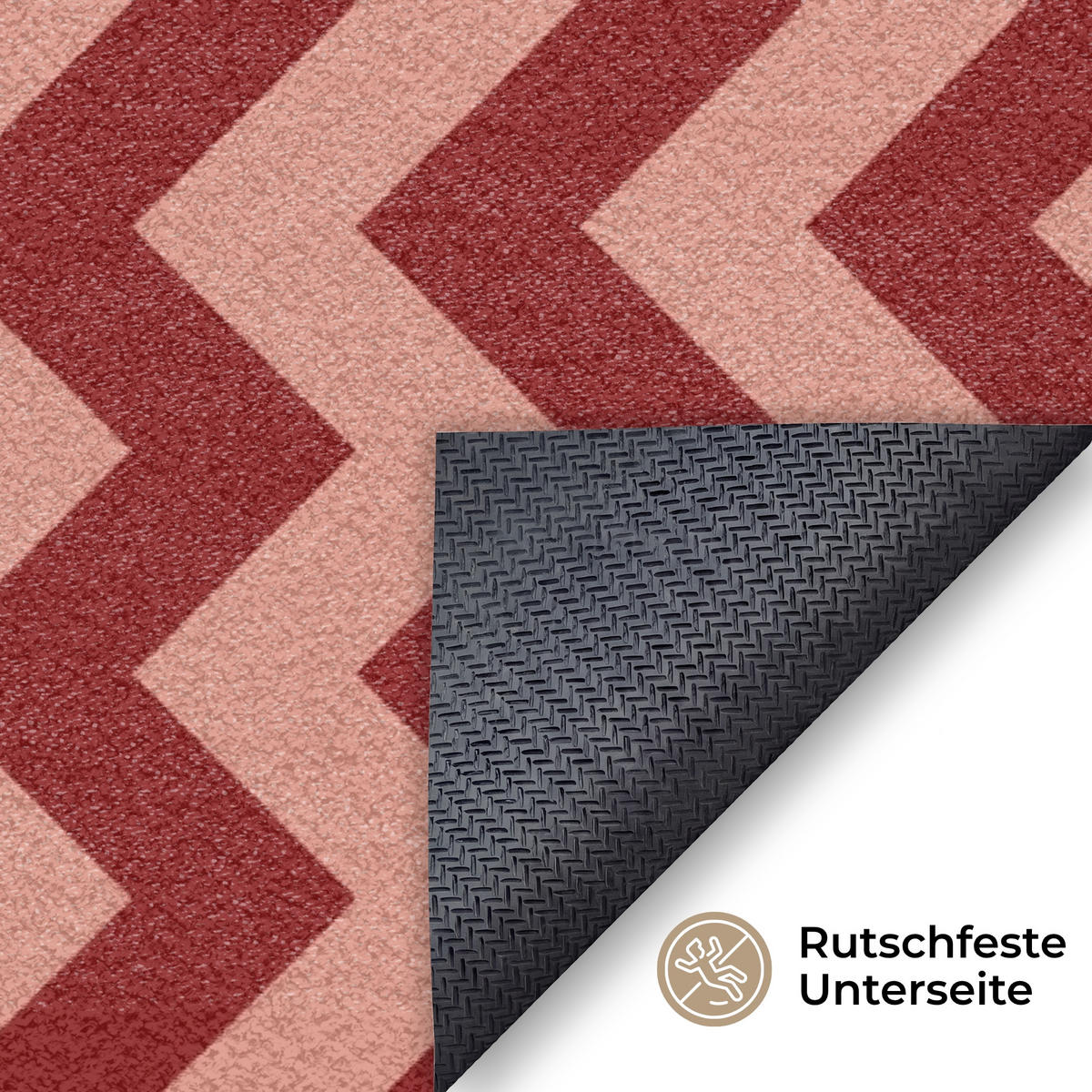 ROHOŽKA Klikatá - Pruhy - Vzor - Červená 120x80 cm - bordeaux, textil/umělá hmota (120/0.4cm) - MuchoWow