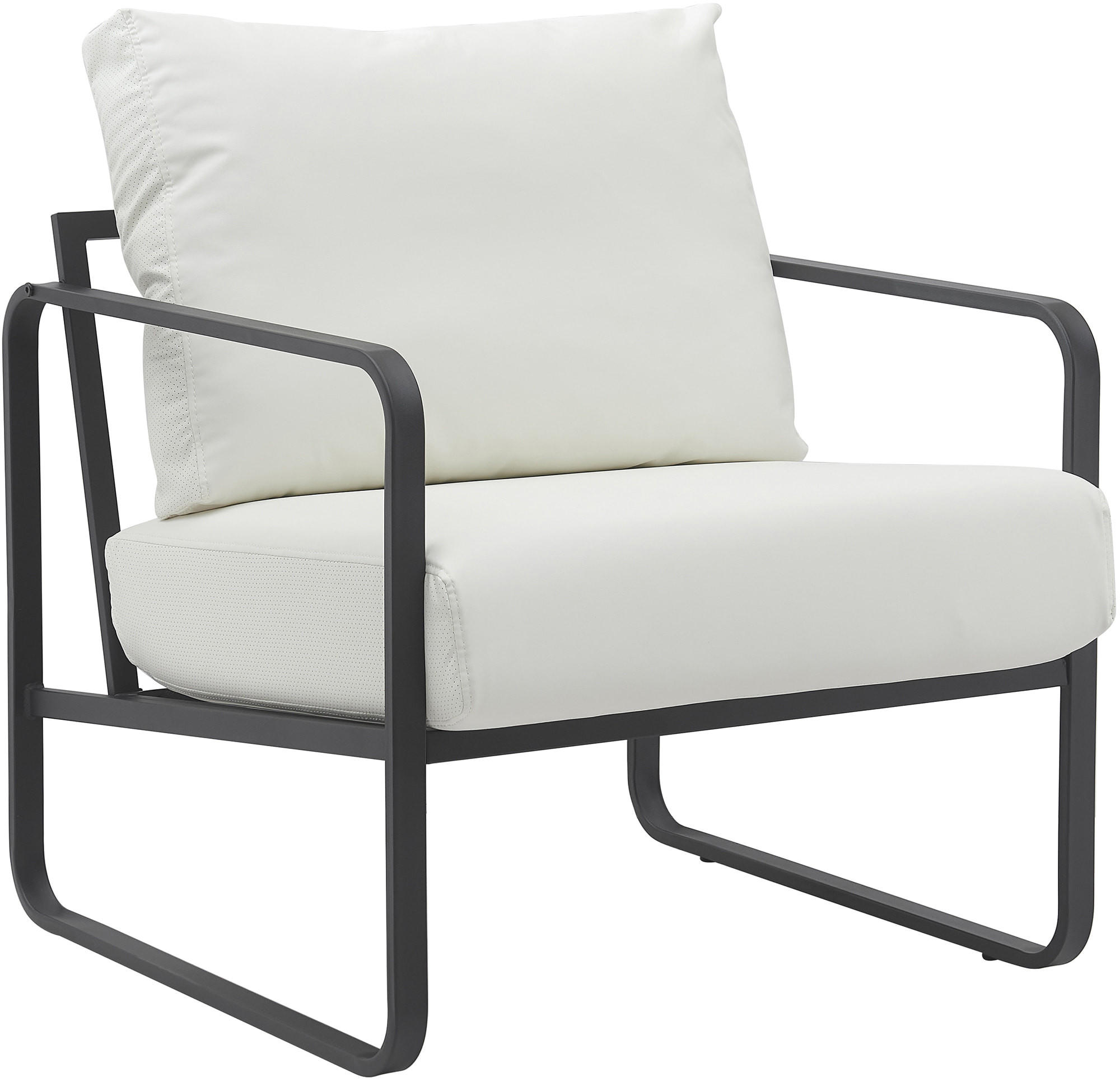 SESSEL Lederlook weiß - Schwarz/Weiß, Textil/Metall (70/82/74cm) - CLP