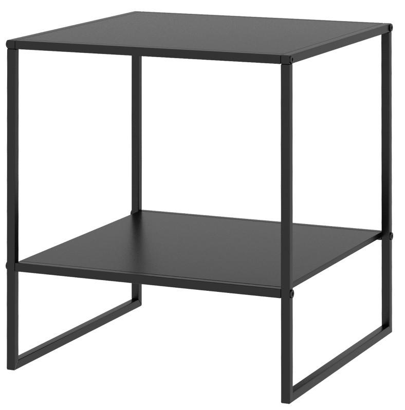 BEISTELLTISCH 40/45/40 cm Schwarz aus Stahl mit Ablage - Schwarz, Metall (40/40/45cm) - OKMYHOME