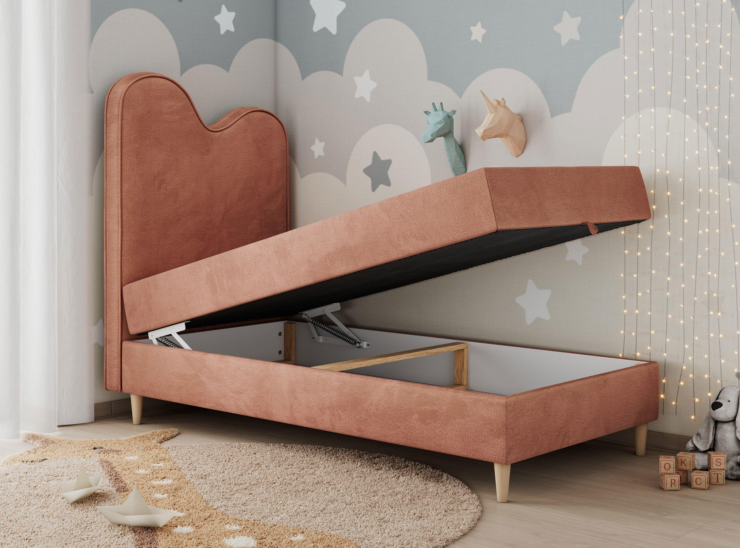 Thumbnail - MKS Boxbett, Hellrosa, Textil, 1-Sitzer, Rechteckig, 90x180 cm, Kinder- & Jugendzimmer, Jugendmöbel, Jugendbetten