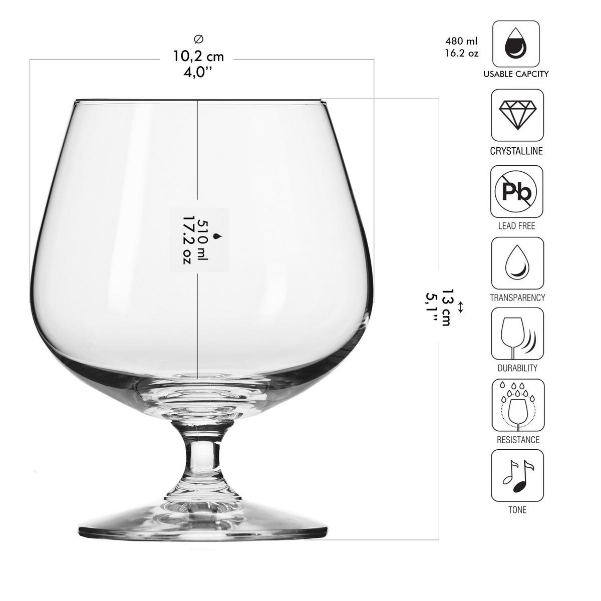 COGNACGLÄSER, 6er-Set, 510 ml - Transparent, Glas - Krosno Glass