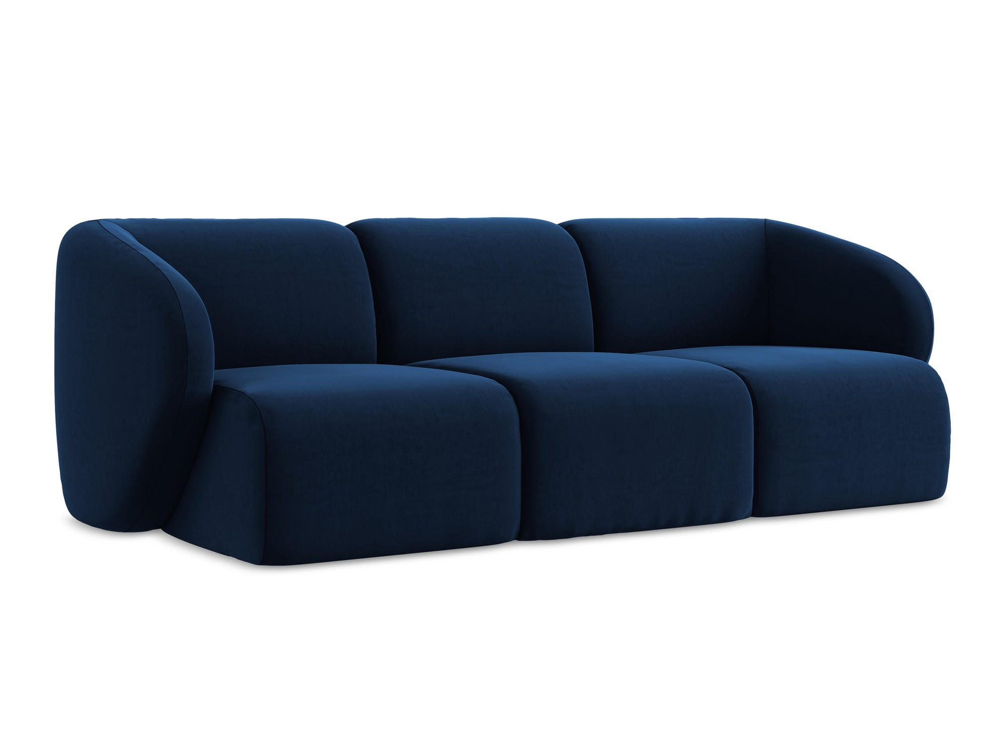 3-SITZER SOFA Samt Stoff Blau - Türkis/Schwarz, Holzwerkstoff/Kunststoff (244/75/94cm) - Makamii