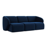 3-SITZER SOFA Samt Stoff Blau - Türkis/Schwarz, Holzwerkstoff/Kunststoff (244/75/94cm) - Makamii