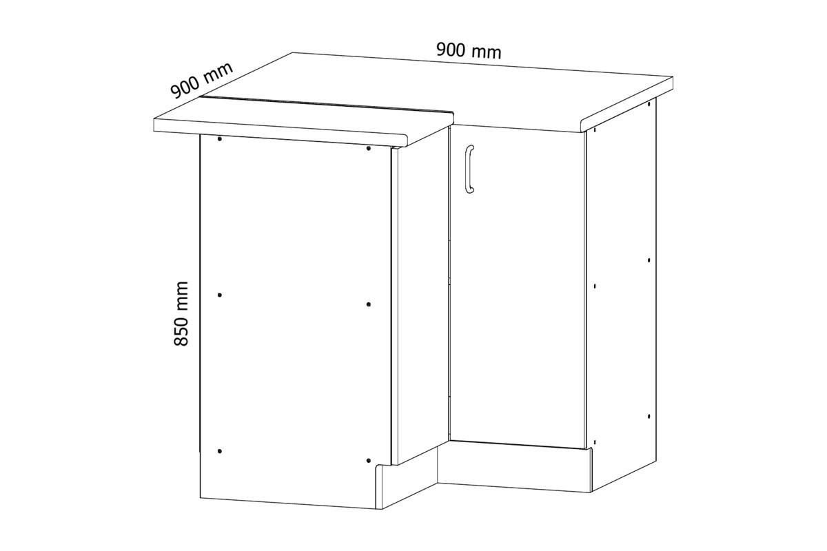 ECKUNTERSCHRANK D90N – Sycylia Milano – L-Form, Ecke voll nutzbar – Milano / Walnuss - Walnussfarben, Holzwerkstoff (79/82/79cm) - ROYAL24_MARKT