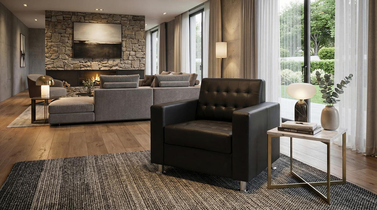 SESSEL Schwarz - Schwarz, Textil (89/82/75cm) - MCW