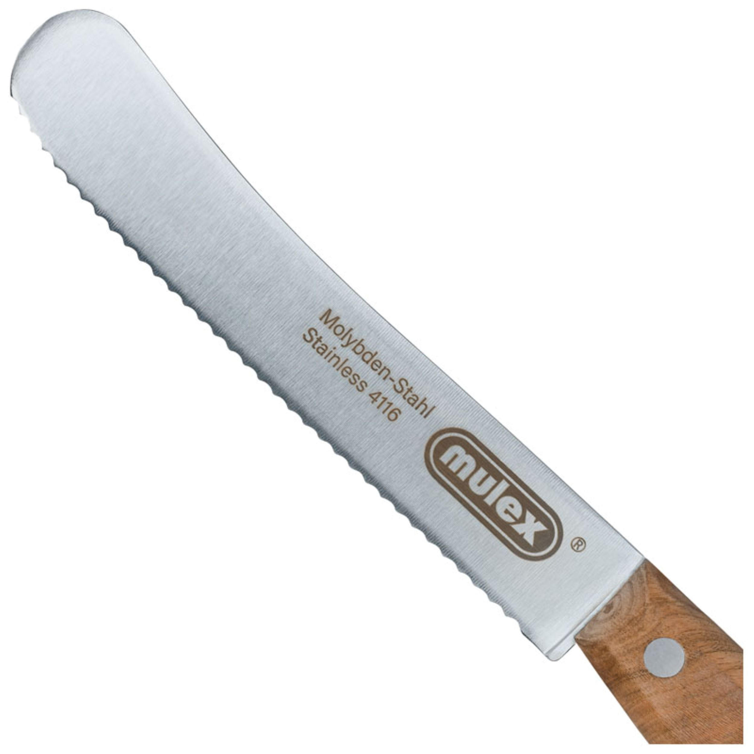 BUTTERMESSER geschmiedet mit Olivenholzgriff - Wellenschliffklinge - Braun, Holz (22cm) - Mulex