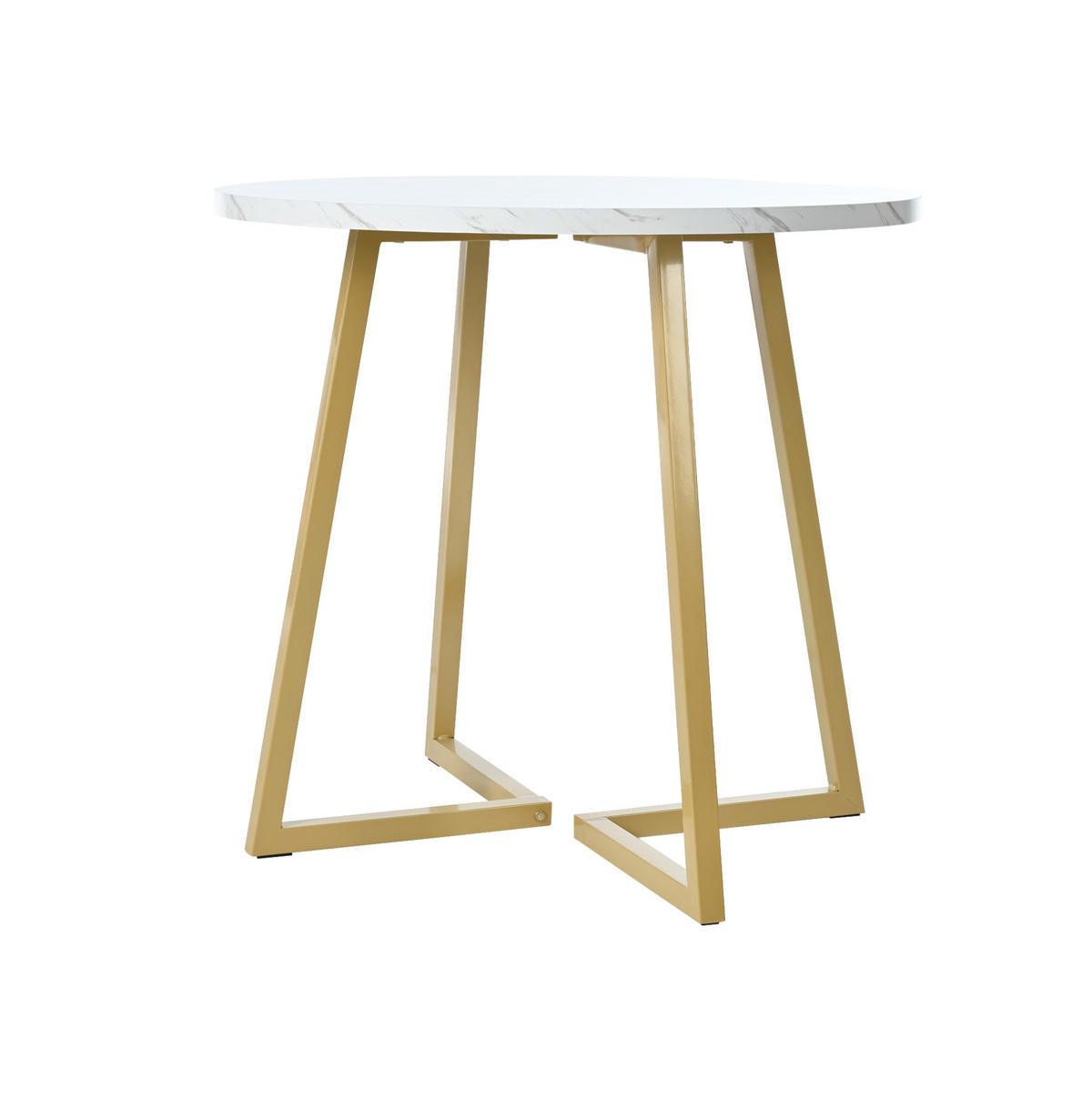 ESSTISCH 80/75 cm Weiß aus MDF und Metall mit Marmormuster - Weiß, Holzwerkstoff (80/80/75cm) - OKMYHOME