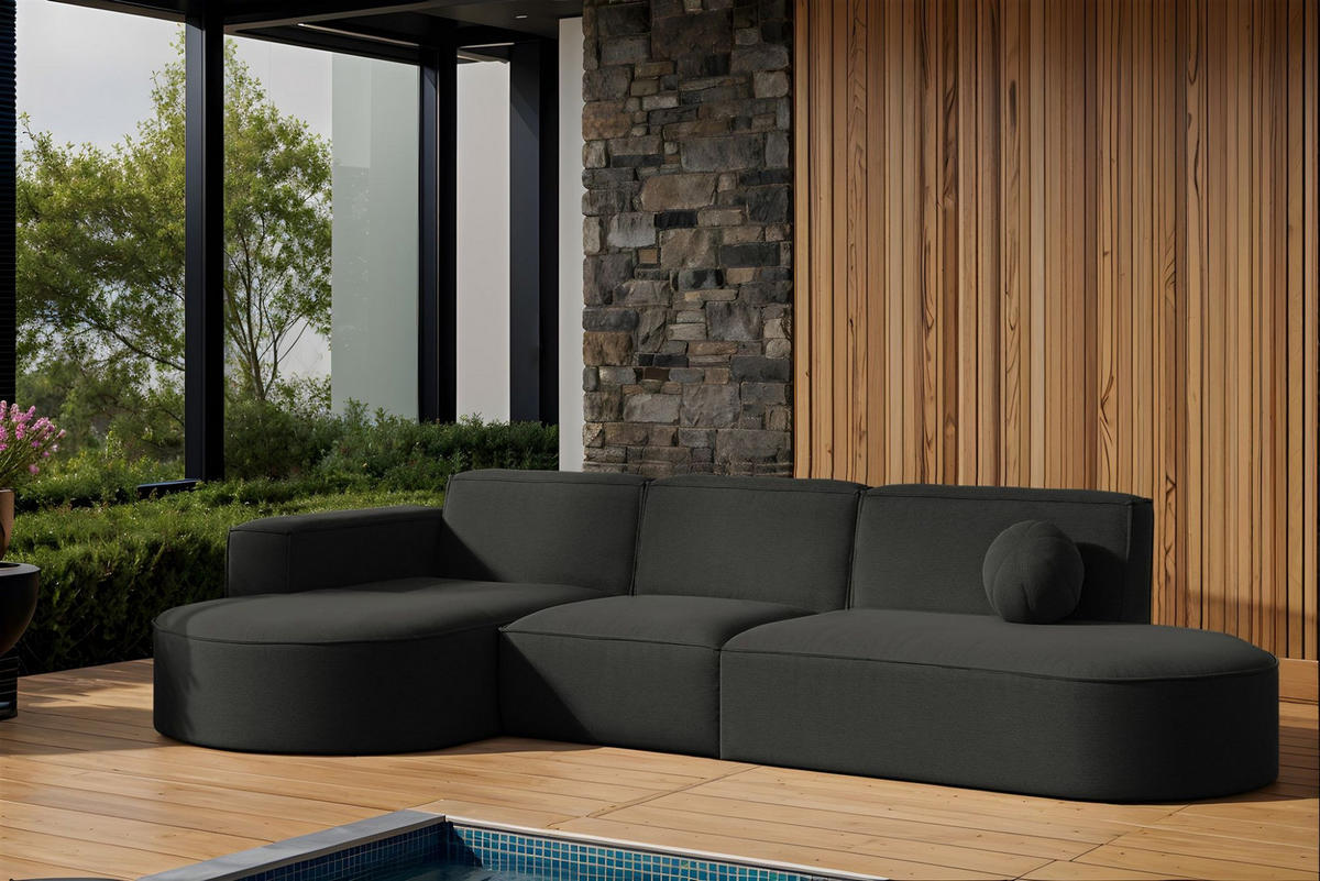 ECKSOFA Sunday - Anthrazit, Holzwerkstoff (296/78/165cm) - Fun Möbel