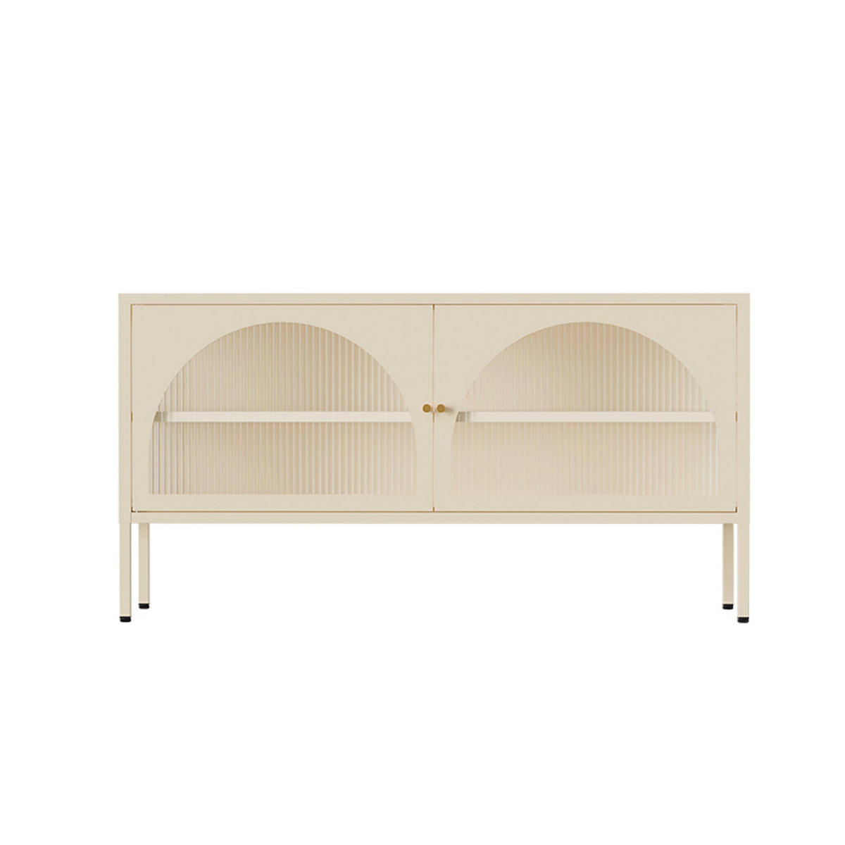 TV-SCHRANK 115 cm, Ekru - Weiß, Metall (35/60/115cm) - Oviala