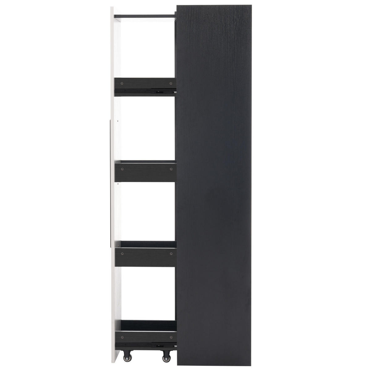 HIGHBOARD 70/40/160 cm in Schwarz/Weiß mit LED-Beleuchtung und seitlichem Auszug - Schwarz, Holzwerkstoff (70/160/40cm) - Flora Grace
