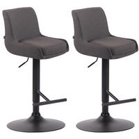 BARHOCKER 2er Set Stoff dunkelgrau - Dunkelgrau/Schwarz, Textil/Metall (43/90/50cm) - CLP