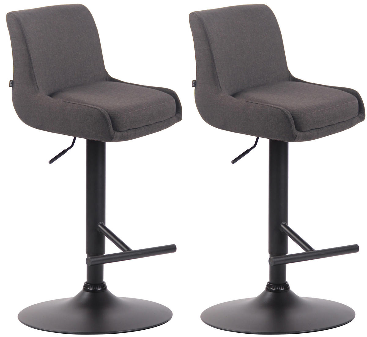 BARHOCKER 2er Set Stoff dunkelgrau - Dunkelgrau/Schwarz, Textil/Metall (43/90/50cm) - CLP