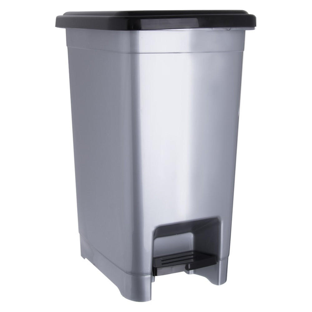 ABFALLEIMER, schmal, mit Pedal, Kunststoff, grau, 10 l - Grau, Kunststoff (15/35/32cm) - Orion 