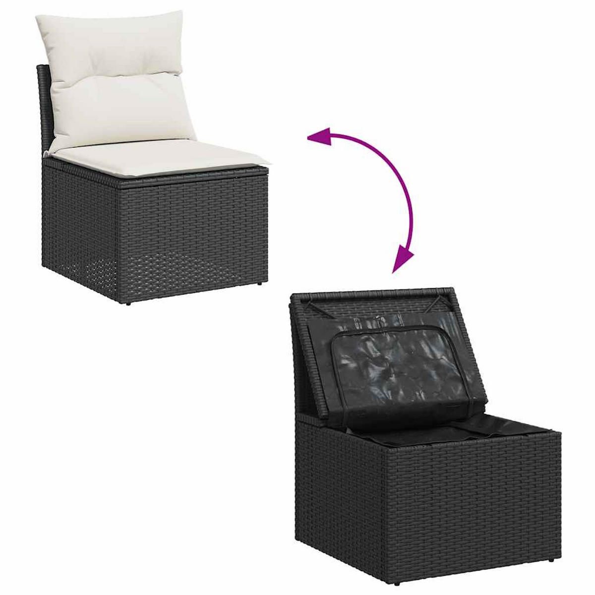 GARTEN-SOFAGARNITUR 4Er Set Mit Kissen Schwarz Poly Rattan - Schwarz, Kunststoff - vidaXL