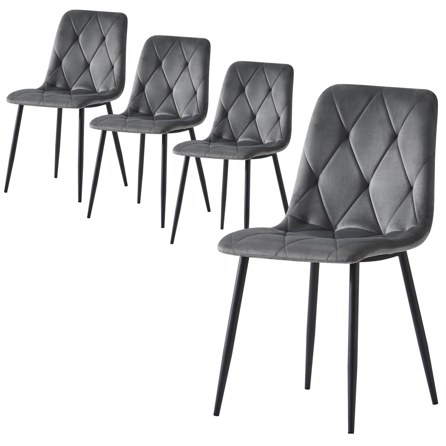 STUHL VICKA Grau 4 Stück - Grau, Textil/Metall (44/85/55cm) - B&D Home