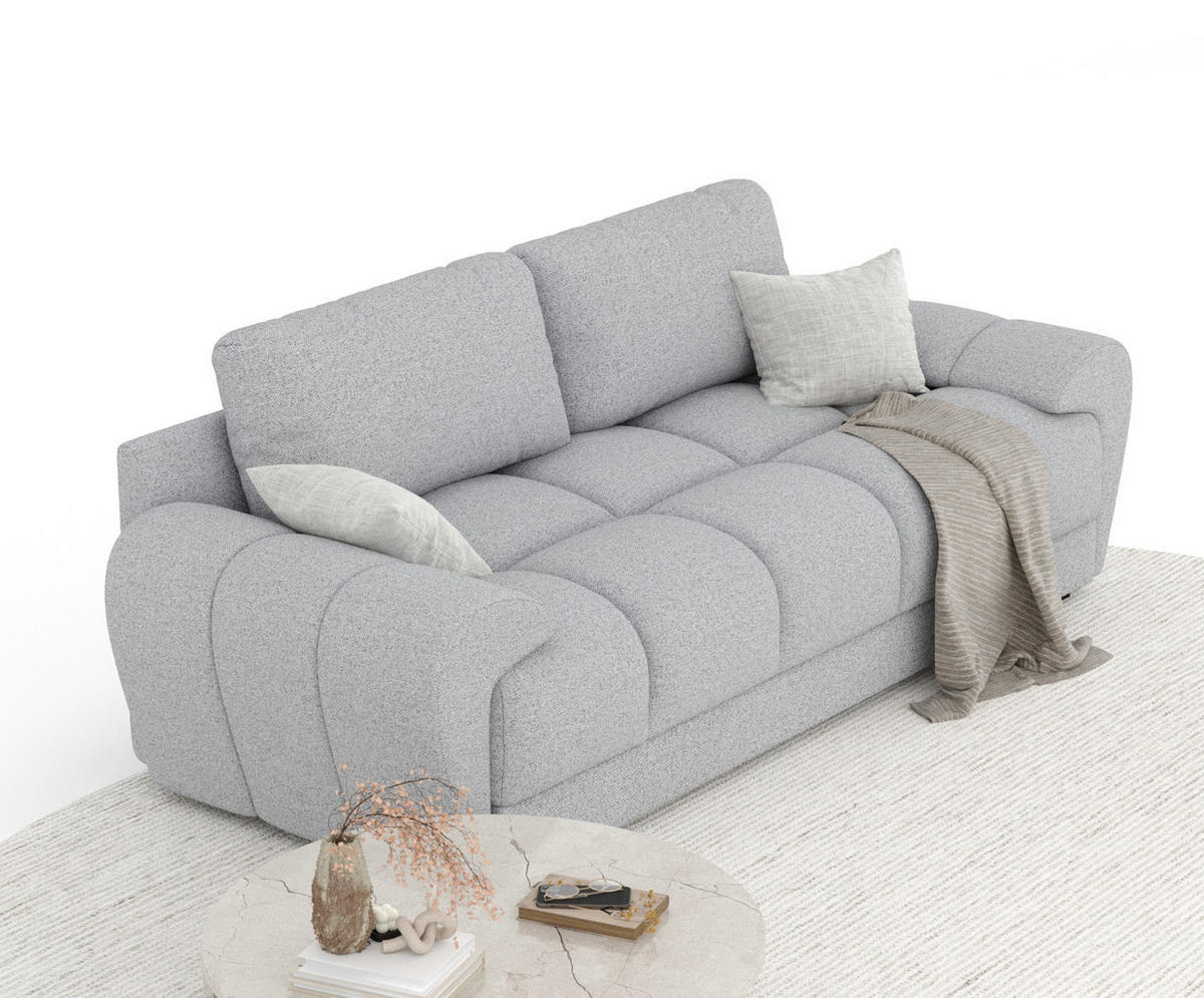 3-SITZER SOFA Peebles Hellgrau Webstoff - Hellgrau/Schwarz, Holz/Holzwerkstoff (244/90/101cm) - Maison de Reve