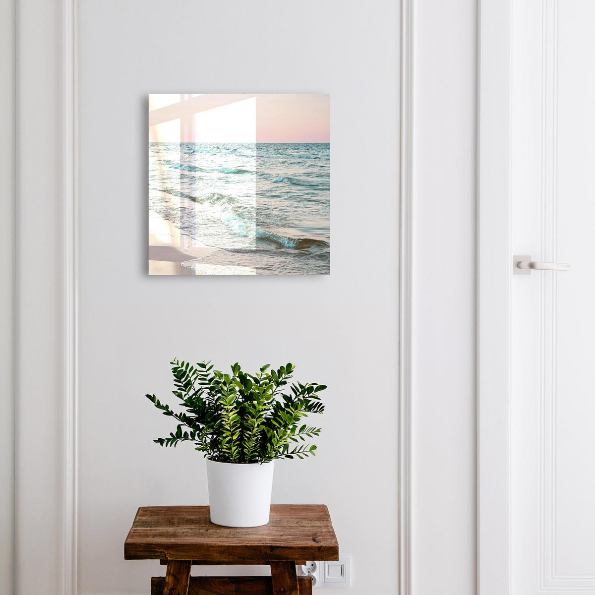 SCHLÜSSELBOX Schwarz 30x30 cm- Türöffnung nach rechts - Meereswellen - Blau, Metall (30/30/5cm) - TULUP