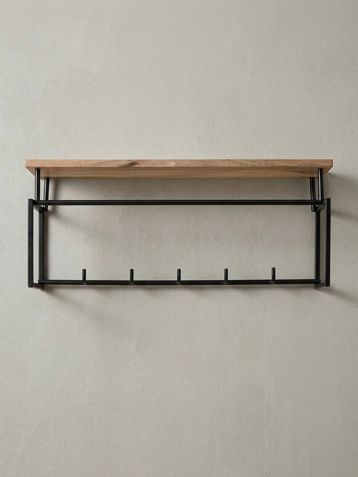 WANDGARDEROBE Mango Massivholz Metall Modern für Eingangsbereich - Braun, Holz/Metall (71/29/20cm) - KADIMA DESIGN