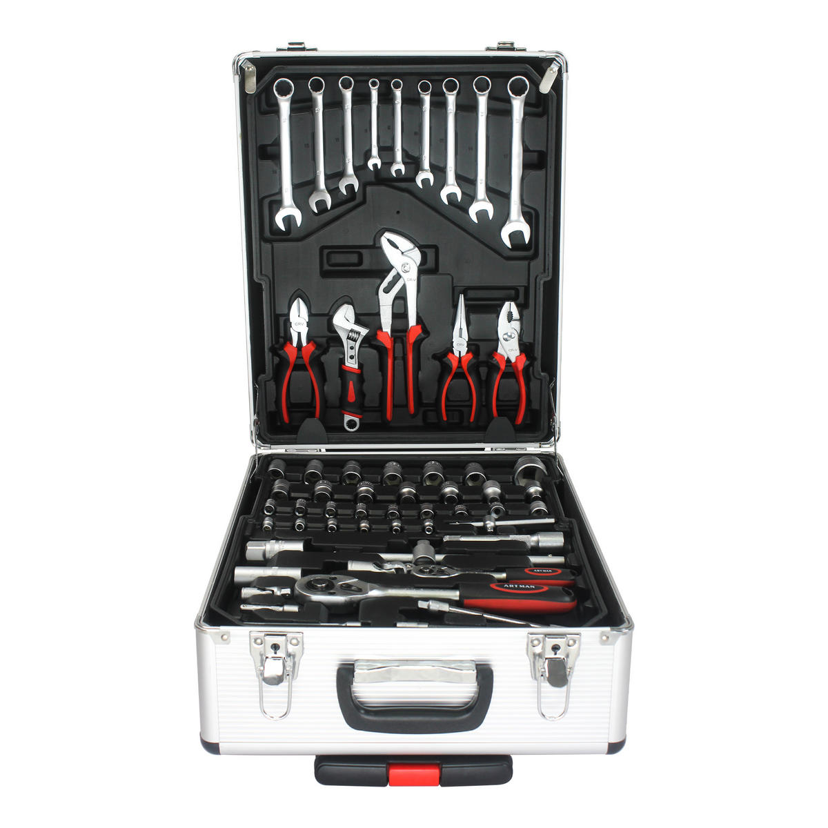 WERKZEUGSET 899 TEILE, rollender Wagen mit 4 Schubladen, Silber - Silberfarben, Kunststoff (20/51/36.5cm) - Novahome