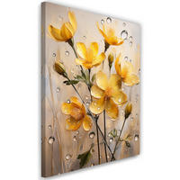 WANDBILD gelbe regentropfen blume - Gelb, Textil (40/60cm) - Feeby