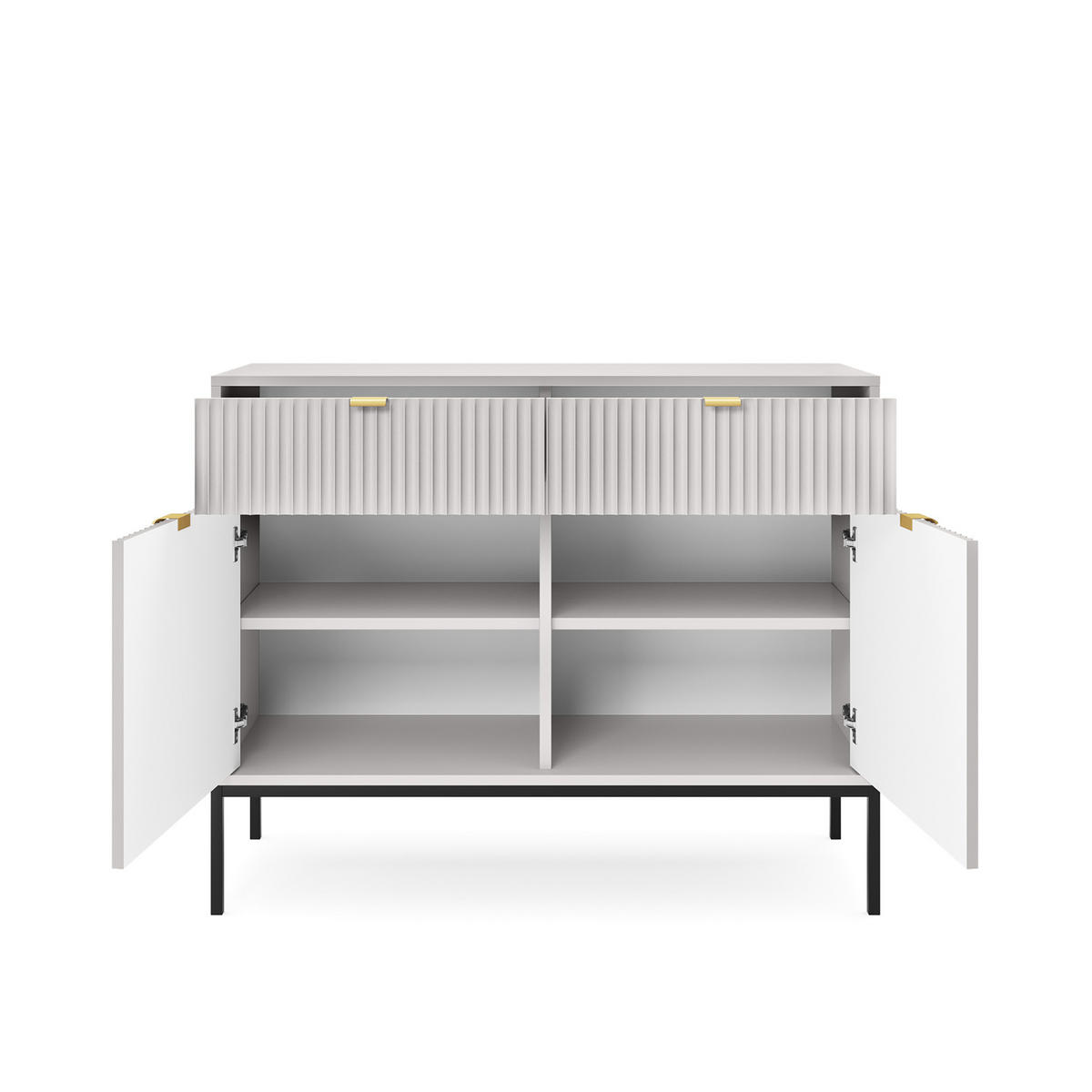 KOMMODE STELLARE 104/83/39 cm mit 2 Schubladen 2 Türen Grau - Grau, Holzwerkstoff (104/83/39cm) - MASSENO
