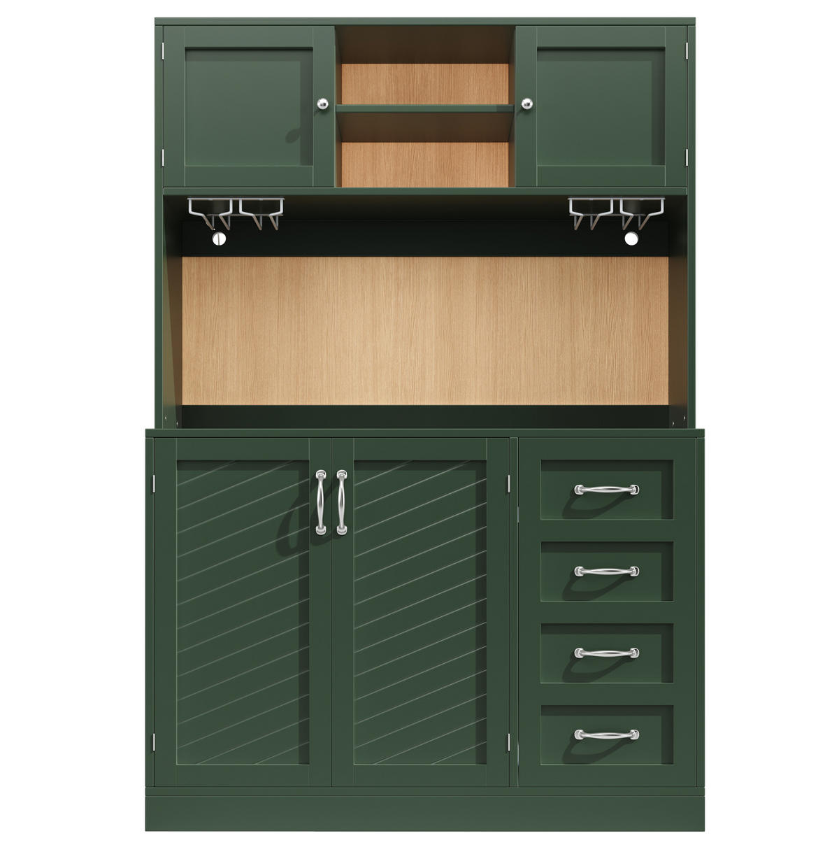 BUFFET 120/40/188 cm aus MDF mit LED-Beleuchtung Grün - Grün, Holzwerkstoff (120/188/40cm) - Modenvie