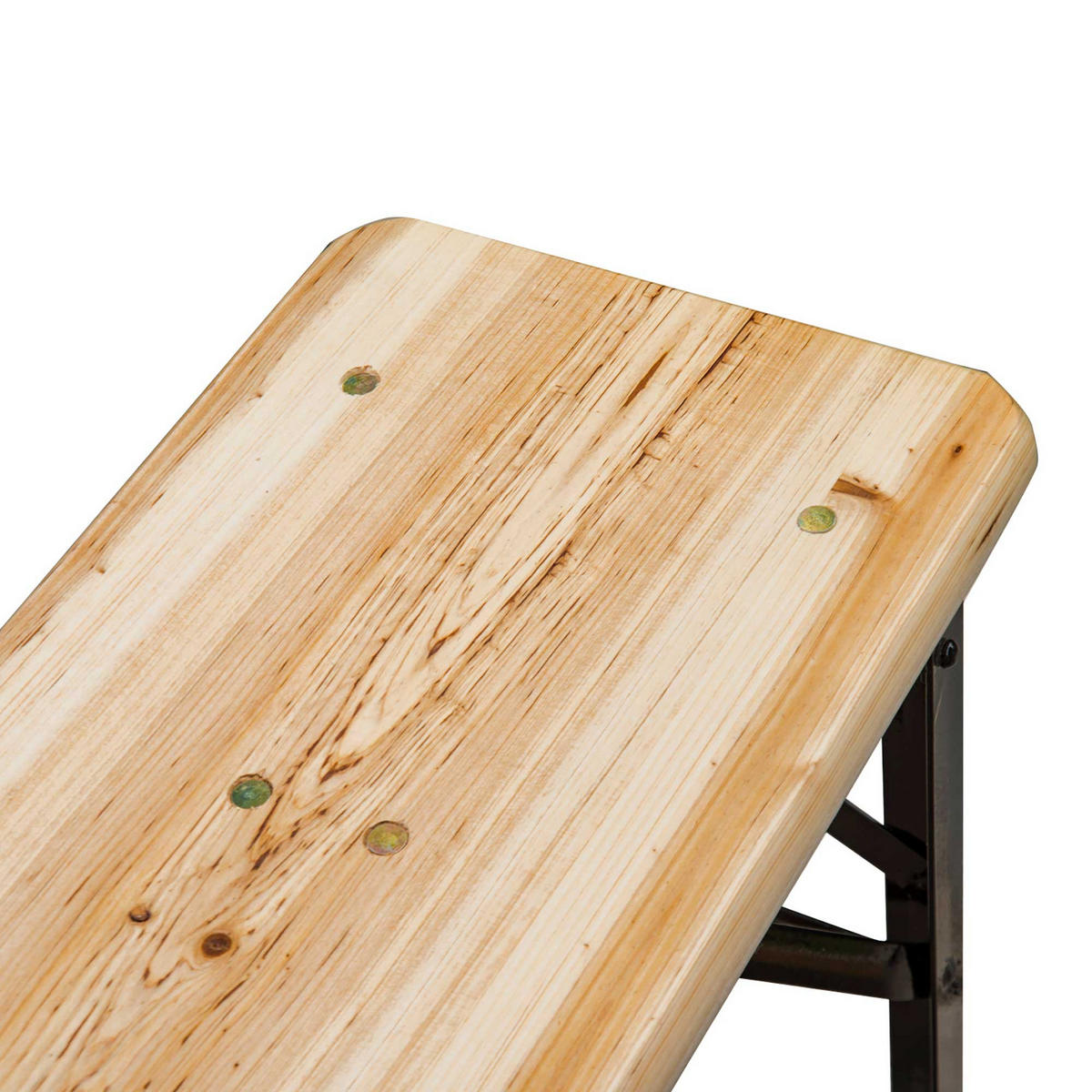 GARTENTISCH-SET DE-14074 klappbar, mit 2 Bänken Schwarz - Naturfarben, Holz - ComfortXL