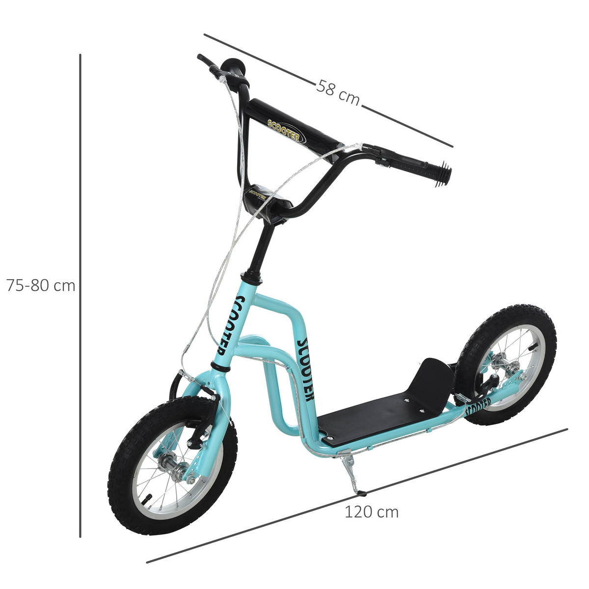 KINDERROLLER, Schwarz/Blau, Stahl+ Aluminium - Blau, Metall (120/58/80cm) - HOMCOM