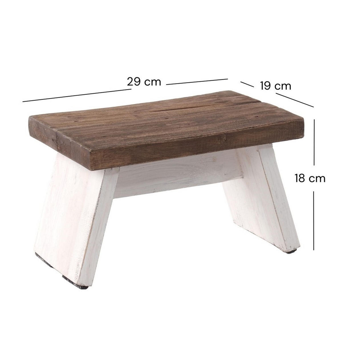 FUSSHOCKER SCHEMEL Recyclingholz massiv 05 weiß-natur - Multicolor, Holz (29/18/19cm) - DESIGN DELIGHTS