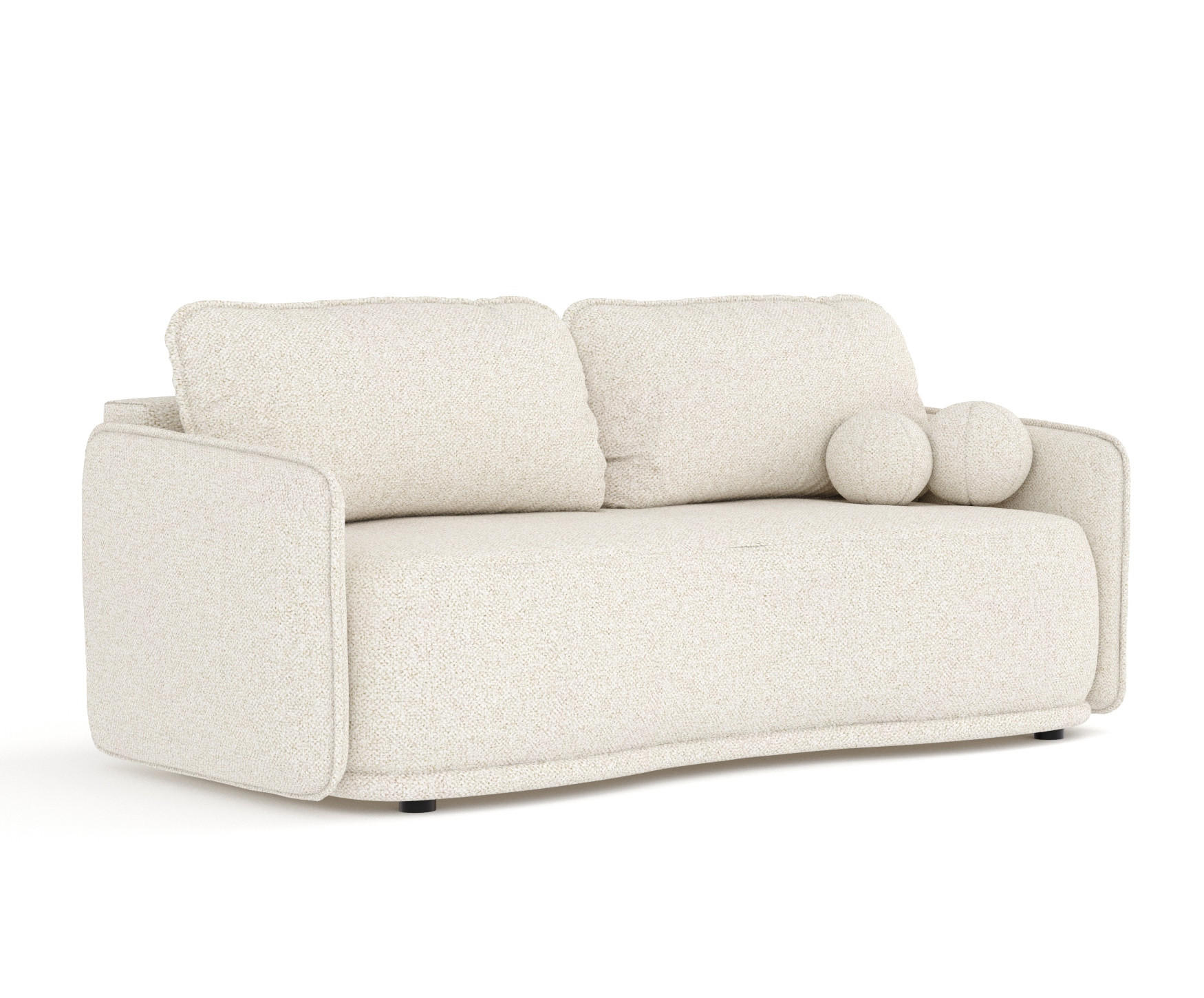 SCHLAFSOFA Mitsis Creme Plüschstoff - Creme/Schwarz, Holz/Holzwerkstoff (231/93/106cm) - Maison de Reve