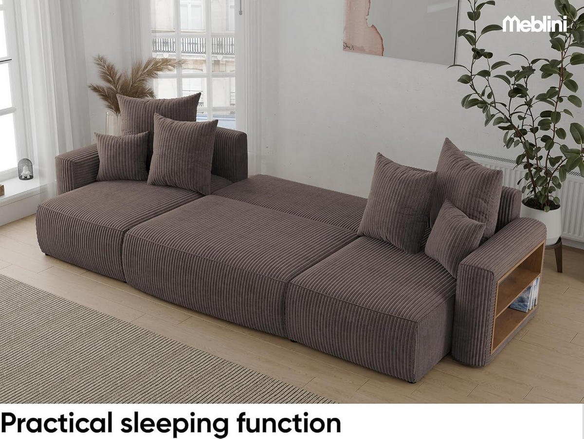 ECKSOFA SOLARIS U - Schwarz/Braun, Holzwerkstoff (312/142cm) - Meblini