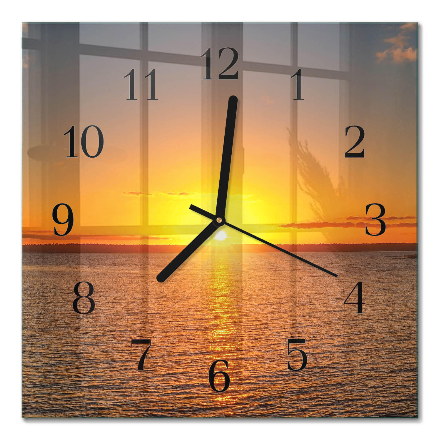 WANDUHR 30x30 cm - Sonnenuntergang - Orange, Glas (30/30/0.4cm) - TULUP
