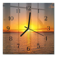 WANDUHR 30x30 cm - Sonnenuntergang - Orange, Glas (30/30/0.4cm) - TULUP